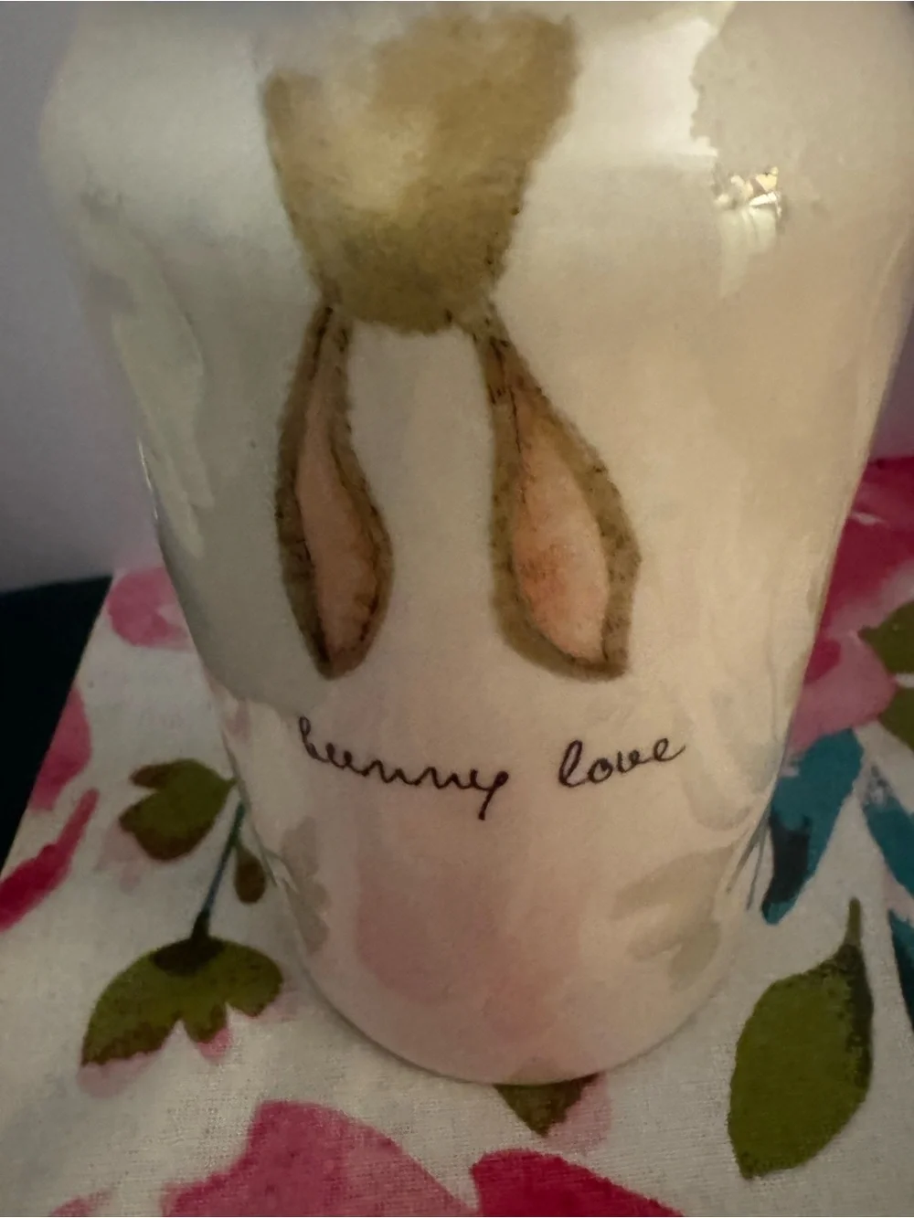 RAE DUNN EASTER BUNNY LOVE Cookie Jar Canister Rabbit Ears Tall Magenta Pink Lid